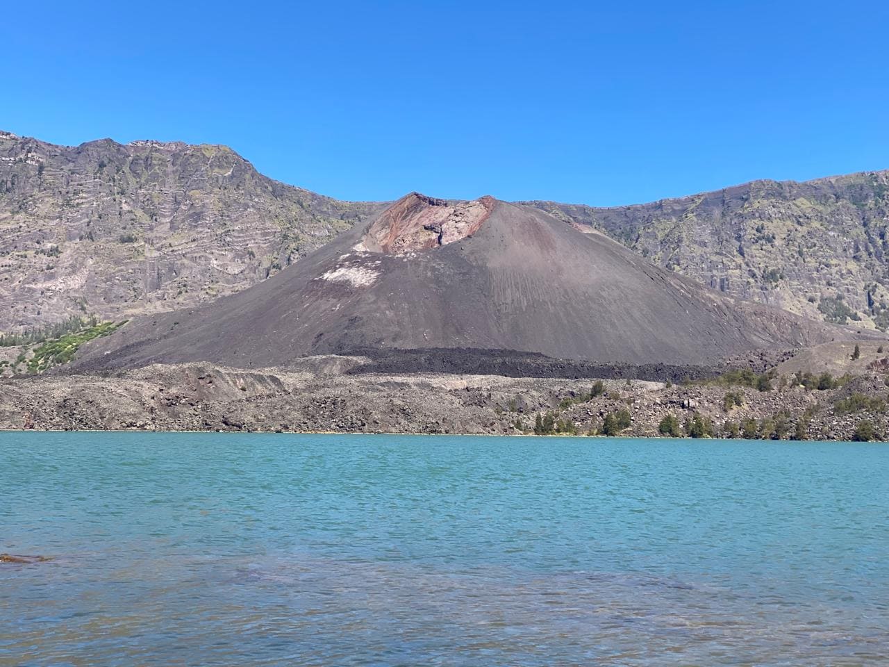 Segara Anak Lake seen from the Rinjani trekking trail