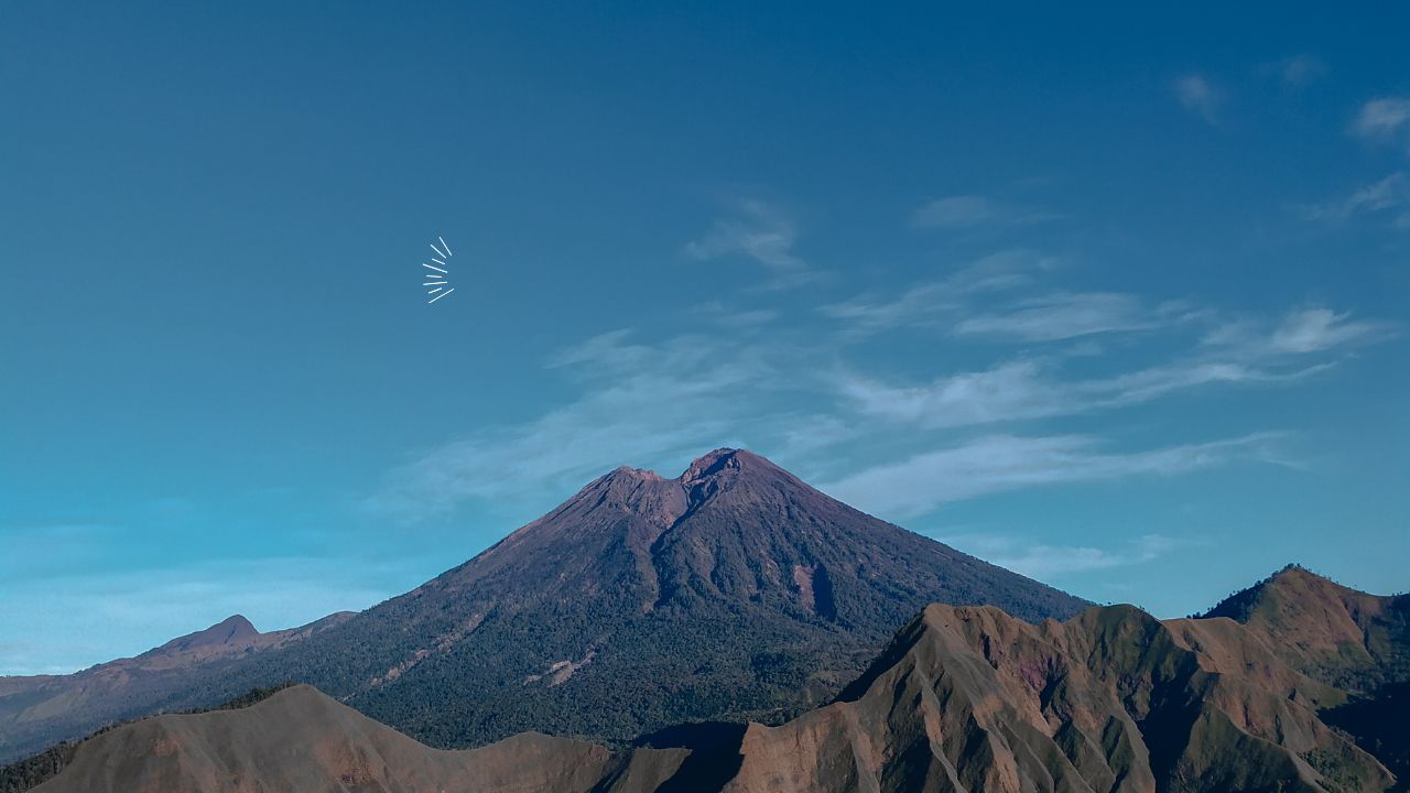 Segara Anak Lake seen from the Mount Rinjani trekking trail