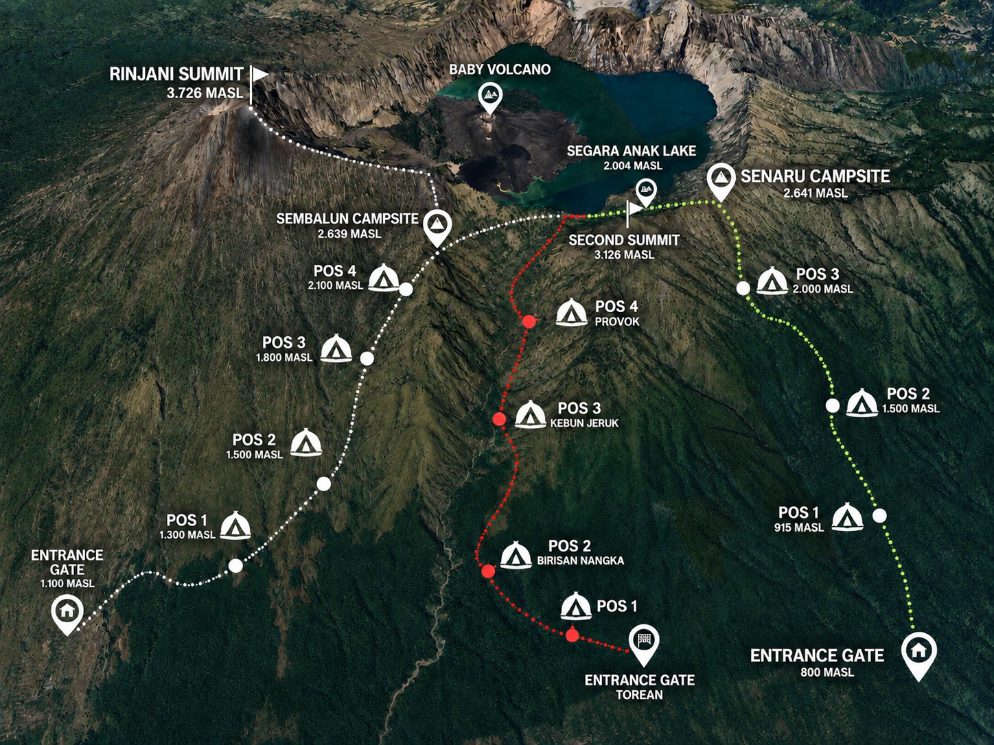 Mount Rinjani Trekking Map