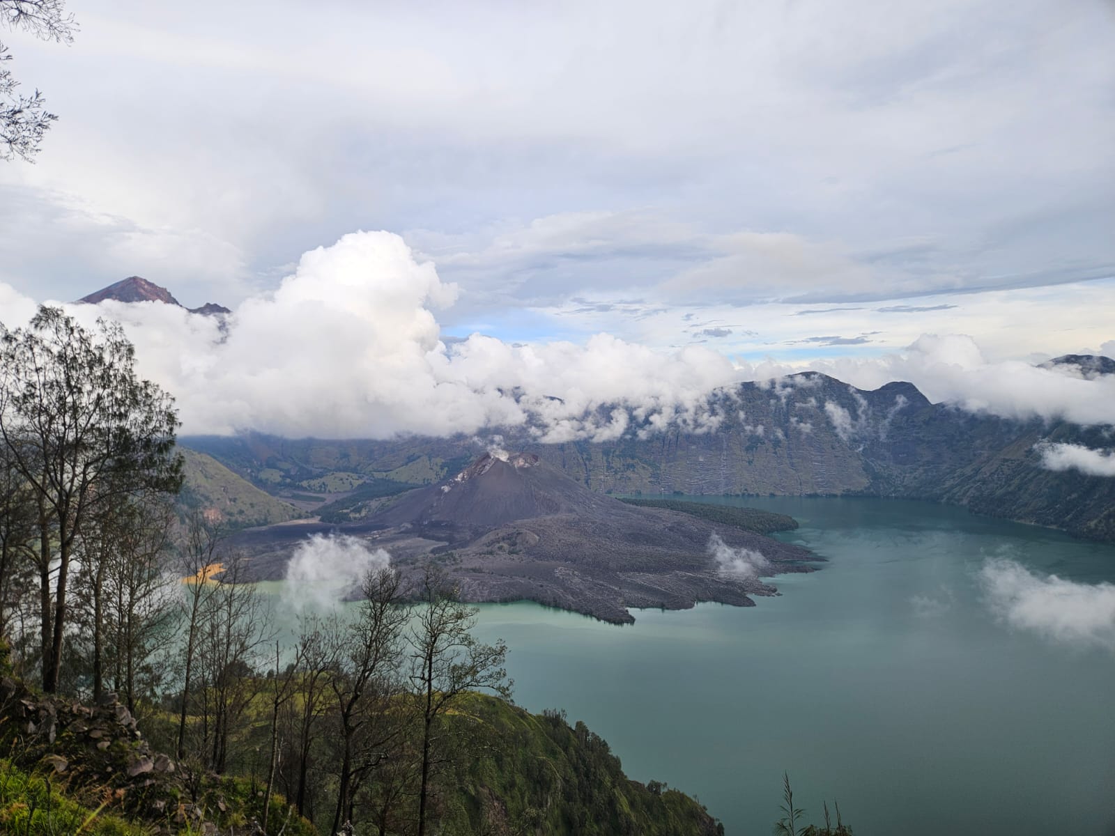 Segara Anak Lake seen from the Mount Rinjani trekking trail
